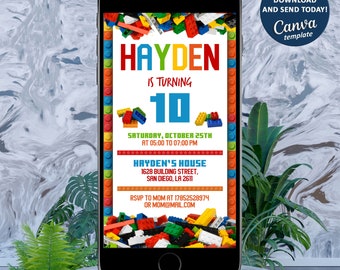 Electronic Invitation, Birthday party Invitation, Mobile Invitation, Instant Download, Editable with Canva