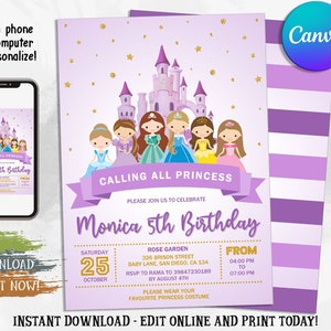 Editable Birthday Party Invitation, Digital Invitation,  Birthday Invite, Instant Download, Editable with Canva