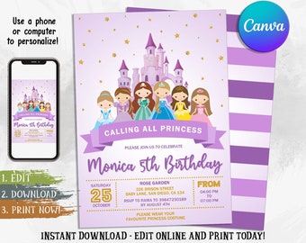 Editable Birthday Party Invitation, Digital Invitation,  Birthday Invite, Instant Download, Editable with Canva