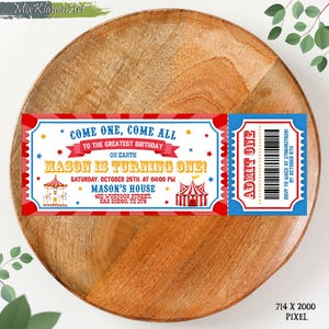 Carnival Ticket Birthday Invitation, Circus Birthday Party Invitation, Circus Carnival Tickets Invitation, Digital Editable Printable