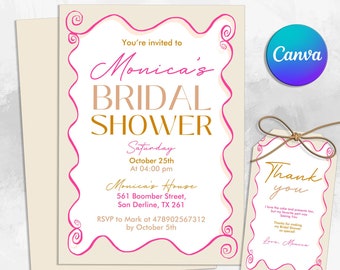 Bridal Shower Invitation, Modern Bridal Shower Invitation, Instant Download, Editable in Canva