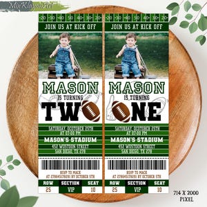 Football Ticket Birthday Invitation, Football Party Invite, Sports Ticket Style Invite, Football First Birthday Party, Editable in Canva