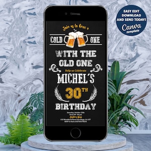 Digital Beer Birthday Invitation, Electronic Beers E Invite, Birthday Video Invitation, Adult Invitation