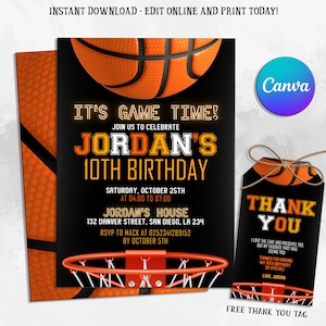 Basketball Birthday Invitation Editable, Boys Birthday Invitation, Sports Invitation, Digital Editable Printable