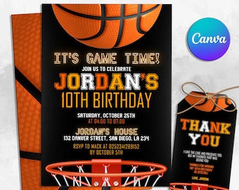 Basketball Birthday Invitation Editable, Boys Birthday Invitation, Sports Invitation, Digital Editable Printable