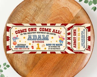 Circus Ticket Invitation, Carnival Birthday Invitation, Circus Party Invite, Carnival Ticket Invitation Instant Download