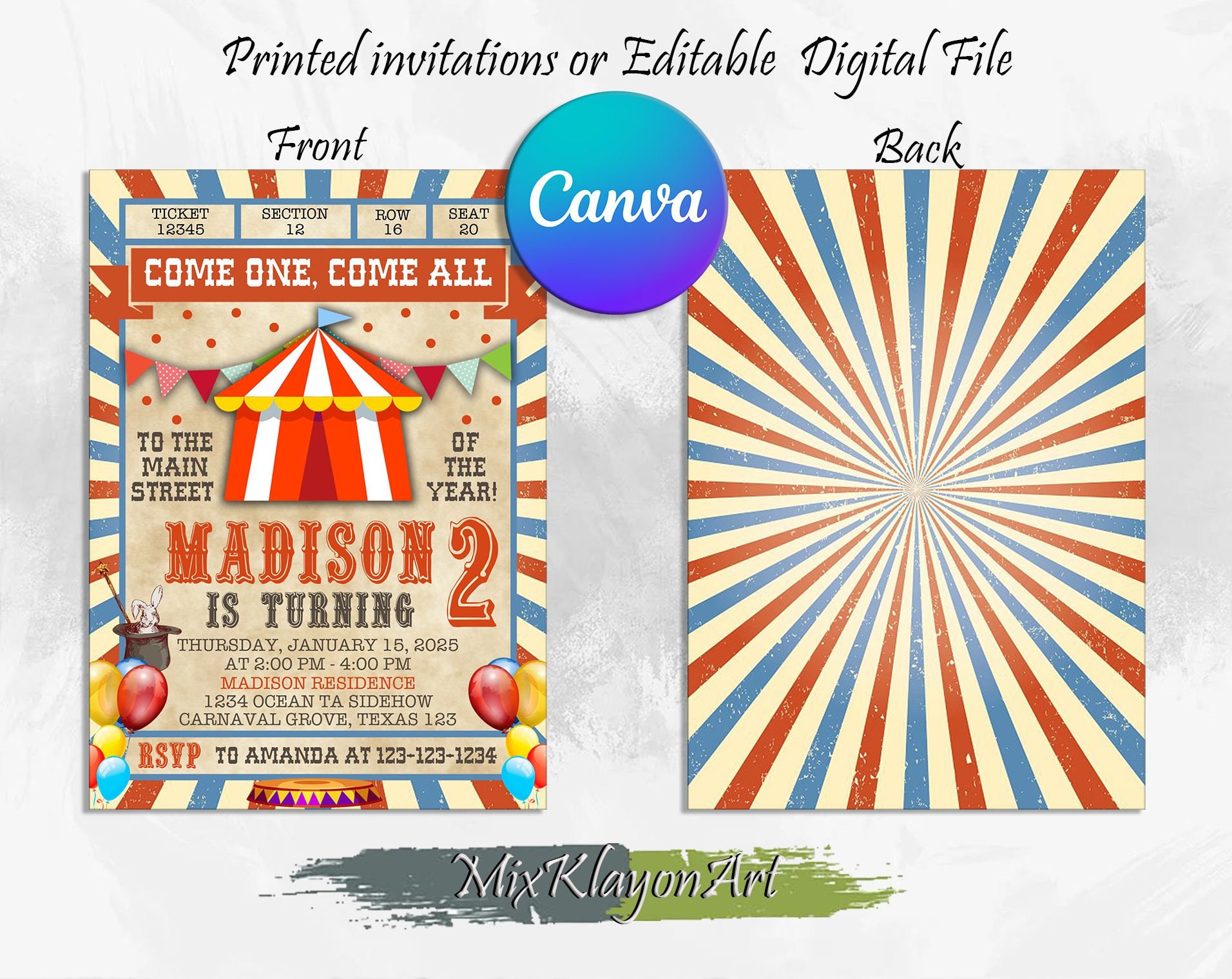 Invitación de carnaval, invitación a fiesta de cumpleaños de carnaval,  invitación de carnaval, invitación de cumpleaños de circo, invitación de  circo, canva digital - Etsy México, image size:1912x1520