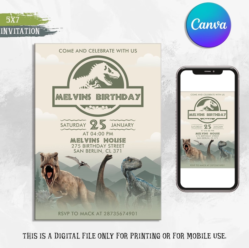 Editable Dinosaur Invitation, DInosaur Birthday Party Invitation, Dinosaur World Invite, T-Rex Party Invite, Jurassic 1st 3rd 5th Birthday, T-rex party invite,dinosaur invite,T Rex Birthday,Three rex birthday,Three rex,Dinomite party,Dinosaur Party Card,Dino Boy birthday,Dinosaur Birthday,Jurassic Birthday,Dinosaur Park Invite,Dinosaur invitation,Editable Template,