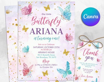 Butterfly Birthday Invitation, 1st Birthday Invite, First Birthday Invitation, Butterfly Birthday, Birthday Girl, Girl Butterfly Party