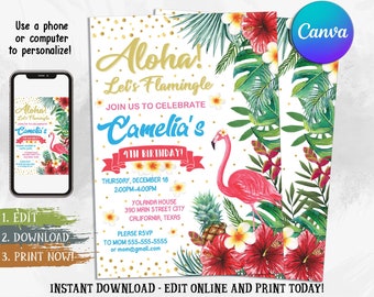 Let's Flamingle Birthday Invitation, Flamingo Birthday Invitation, Let's Flamingle Birthday, Flamingo Party, Flamingo Invitation