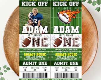 Editable Ticket Invitation with Photo, Football Birthday Party Invitation, Sport Tickets, Printable Football Ticket Invitation