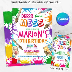 Editable Art Invitation, Art Birthday Party Invitation, Painting Birthday Invite, Craft Party Invite, Instant Download