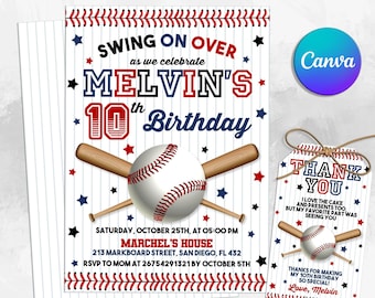 Editable Baseball Birthday Invitation, Baseball Invites, Instant Download Baseball Invitations, Digital File