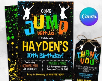 EDITABLE Trampoline Park Invitation, Trampoline Birthday, Trampoline Invitation, Jump Party Invitation, Jump Birthday Party Invitation