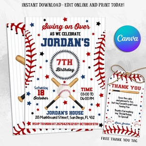 Editable Baseball Invitation, Baseball Birthday Invitation, Baseball Party Invitations, Baseball Invites, Sport Theme Invitation Template