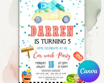 Invitación editable para lavado de autos, invitación de cumpleaños para lavado de autos, evento de recaudación de fondos para lavado de autos, invitación para lavado de autos, archivo digital, descarga instantánea.