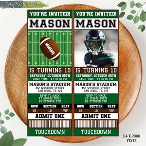 Editable Football Invitation, Football Ticket Birthday Invitation, Sports Ticket Style Party Invite, Any Age, Football Theme Party Invite
