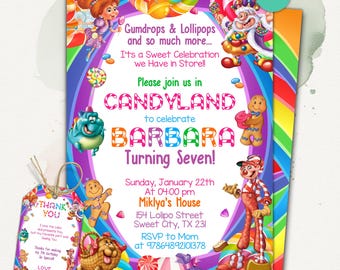 Sweets Candy Invitation, Candyland Birthday Invitation, Sweet Celebration Birthday Invite, Candy Party Invitation, Editable Canva Template