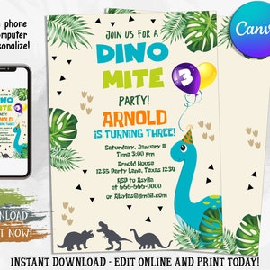 Dinosaur Invitation, Dinosaur Birthday Invitation, Dinosaur, Dinosaur Invites, Invitation, Dinosaur Birthday Party, Printable Invitation
