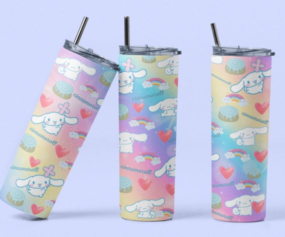 Cute Cinnamoroll With Cinnamon Roll 20 Ounce Tumbler With Lid and Straws 