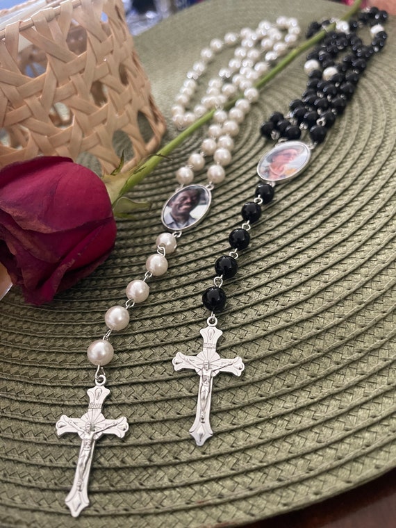 Custom Memorial Photo Prayer Beads Religious Rosary Bead Necklace