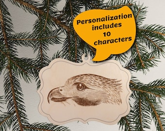 Red-tailed Hawk Christmas Ornament, Holiday Decor, Stocking Stuffer, Red Tailed Hawk, Laser Engraved Christmas Ornament, Personalized Gift