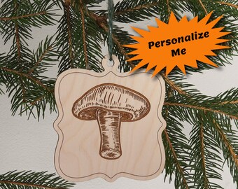 Mushroom Wood Ornament, Mushroom Christmas Ornament, Mushroom Decor, Mushroom Ornament, Mushroom Keepsake Ornament, Personalized Gift