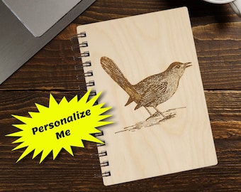 Gray Catbird Wooden Notebook: Personalized Birdwatching Journal