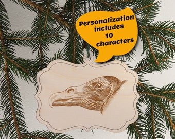 Personalized Christmas Ornament, Vulture Handmade Wood Ornament, Personalized Ornaments, Tree Ornament, Christmas Gift, Keepsake Ornament