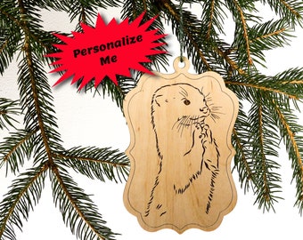 Otter Wood Ornament, Otter Christmas Ornament, Otter Decor, Otter Ornament, Otter Keepsake Ornament, Holiday Decor, Personalized Gift