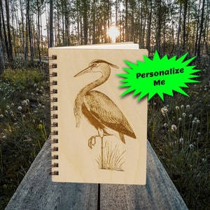 Great Blue Heron Notebook Journal, Guest Book, Blank Recipe Book, Sketchbook, Travel Diary, Personalized Notebook, Personalized Gift
