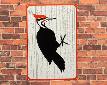 Woodpecker Metal Decorative Sign, Metal Wall Decor, Metal Poster, Housewarming, Game Room, Room Decor,  Friendsgiving, Holiday Gift