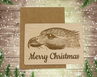 Personalized Hawk Merry Christmas Card, Personalized Gift, Greeting Card, Christmas Card, Postcard, Merry Christmas, Holiday Card, Hawk
