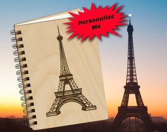 Paris Eiffel Tower Journal, Travel Journal, Blank Recipe Book, Art Sketchbook, Paris Gifts, Gratitude Journal, Personalized Gift
