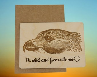 Personalized Hawk Be Wild and Free With Me Greeting Card, Personalized Gift, Romantic Card, Just Because, Valentine’s Day Card, Holiday Card
