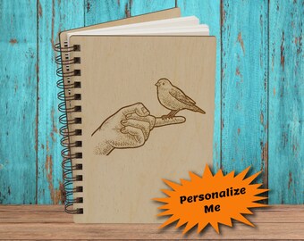 Cute Bird Notebook Journal, Guest Book, Blank Recipe Book, Sketchbook, Travel Journal, Personalized Notebook, Personalized Gift