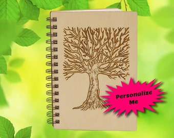 Tree of Life Journal, Blank Recipe Book, Sketchbook, Travel Journal, Gratitude Journal,  Wellness Journal, Wood Journal, Personalized Gift