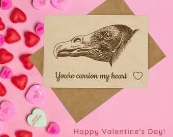 Personalized Turkey Vulture Valentine's Day Baltic Birch Wood Card