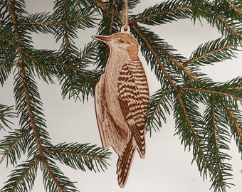 Personalized Christmas Ornament, Woodpecker Handmade Wood Ornament, Personalized Ornaments, Tree Ornament, Christmas Gift, Keepsake Ornament