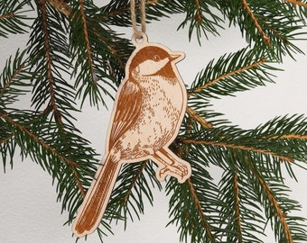 Personalized Christmas Ornament, Chickadee Handmade Wood Ornament, Personalized Ornaments, Tree Ornament, Christmas Gift, Keepsake Ornament
