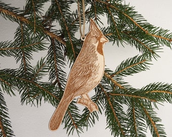 Personalized Christmas Ornament, Cardinal Handmade Wood Ornament, Personalized Ornaments, Tree Ornament, Christmas Gift, Keepsake Ornament