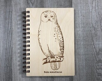 Snowy Owl Dream Journal | Wood Engraved Journal | Writing Journal | Nature Journal | Owl Journal
