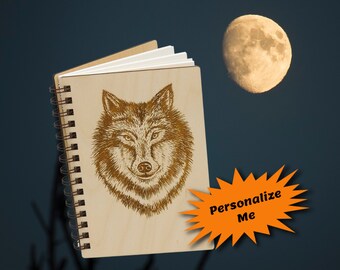 Wolf Notebook Journal, Blank Recipe Book, Airbnb Guest Book, Art Sketchbook, Travel Journal, Personalized Notebook, Personalized Gift