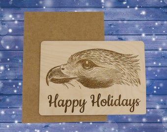 Personalized Hawk Happy Holidays Card, Personalized Gift, Happy Holidays Card, Greeting Card, Postcard, Red Tailed Hawk, Holiday Card