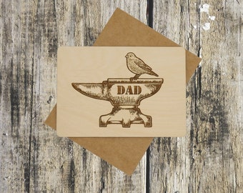 Personalized Blacksmith Bird Father's Day Card, Card for Dad, Dad Birthday Card, Valentine's Card for Dad, Dad Card