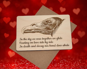 Personalized Turkey Vulture Wood Card, Romantic Anniversary Gift