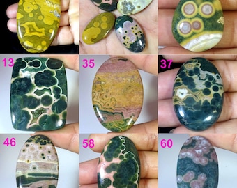 Hand Polished pendant making supply #GP5616 32 mm Round Natural Ocean Jasper loose Cabochon Gemstone