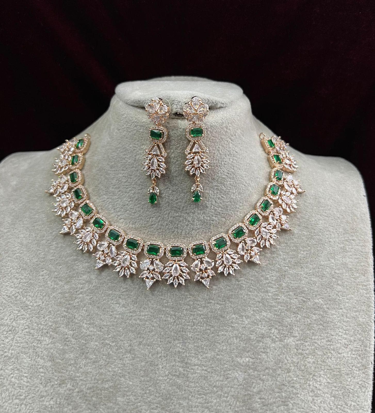 Indian Bollywood Bridal Party Wear Rose Gold Plated Jewelry Set Wedding Women Jewelry ,Fashion Jewelry, Necklaces For Gifts, Vis-05