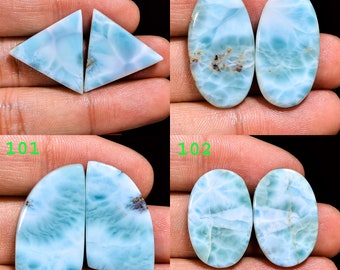 Natural Sky Blue Larimar Pair Gemstone | Mix Cabochon Larimar Stone | Loose Larimar Gemstone | Jewelry Making | Gemstone For Pendant |