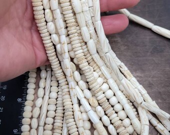 for men or women Carved Bone tube beads hand painted with small Picasso beads /& Sliver spacers. Southwest Ethnic Necklace Hand crafted